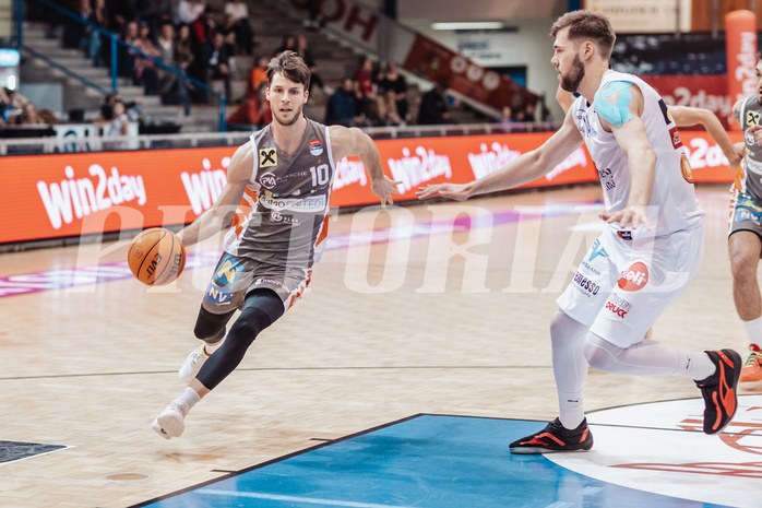 Basketball, Basketball Superliga 2023/24, Grunddurchgang 20.Runde, Oberwart Gunners, Klosterneuburg Dukes, Lennart Burgemeister (10), Daniel Koeppel (14)