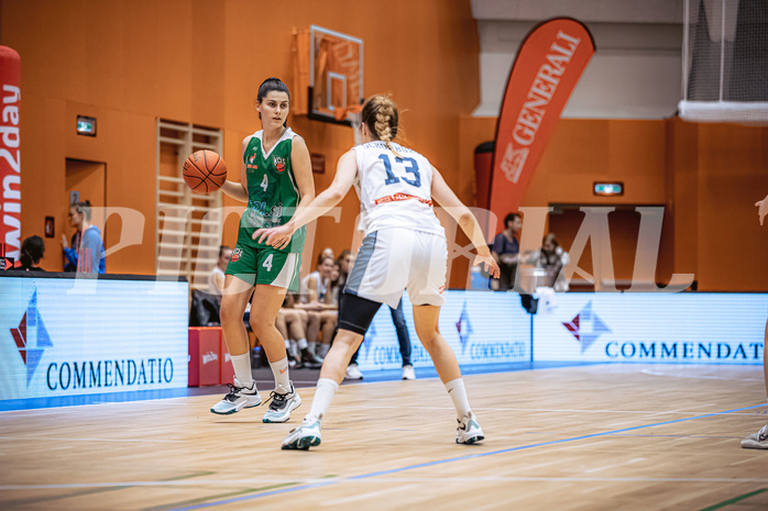 Basketball, Win2Day Basketball Damen Superliga 2022/23, Grunddurchgang 2.Runde, Vienna D.C. Timberwolves, KOS Celovec Damen, Sasa Tomazic (4), Charlotte Schomburg (13)