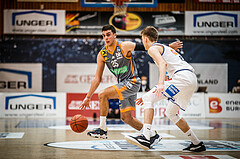 Basketball, bet-at-home Basketball Superliga 2021/22, Grunddurchgang Runde 16, Oberwart Gunners, Klosterneuburg Dukes, Kostas Oikonomopoulos (25)