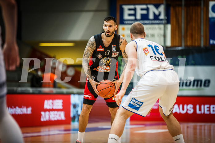 Basketball, bet-at-home Basketball Superliga 2021/22, Platzierungsrunde Spiel 10, Oberwart Gunners, BC GGMT Vienna, Ivan Siriscevic (17)