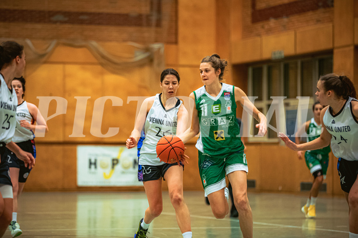 Basketball, Win2Day Basketball Damen Superliga 2022/23, Grunddurchgang 7.Runde, Vienna United, UBI Holding Graz, Oryna Bolotnikova (26), Camilla Neumann (11)