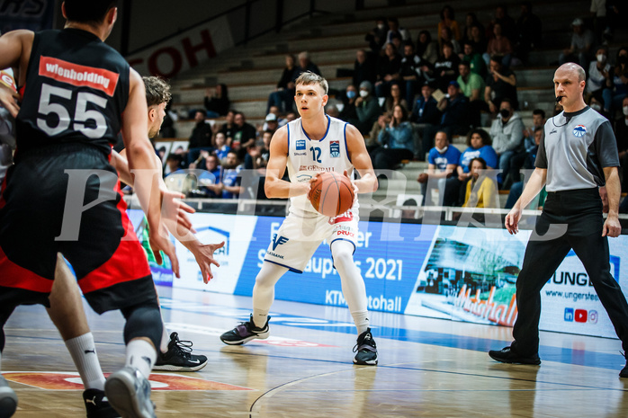 Basketball, bet-at-home Basketball Superliga 2021/22, Platzierungsrunde Spiel 10, Oberwart Gunners, BC GGMT Vienna, Jonathan Knessl (12)