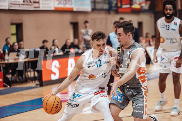 Basketball, Basketball Superliga 2023/24, Grunddurchgang 20.Runde, Oberwart Gunners, Klosterneuburg Dukes, Jonathan Knessl (12), Valentin Bauer (14)