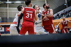 Basketball, Win2Day Superliga 2023/24, Grunddurchgang 17.Runde, Vienna Timberwolves, BC Vienna, Moritz Lanegger (21), Davor Konjevic (31), Ziga Fifolt (13), Jozo Rados (3)