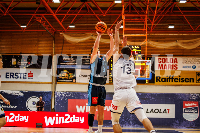 Basketball, win2day Basketball Superliga 2023/224, Grunddurchgang Runde 18, BBC Nord Dragonz, Oberwart Gunners, Philipp D'Angelo (9)