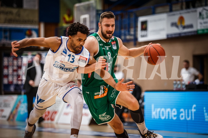 Basketball, bet-at-home Basketball Superliga 2021/22, Playoffs, Viertelfinale Spiel 1, Oberwart Gunners, Kapfenberg Bulls, Milos Grubor (9)