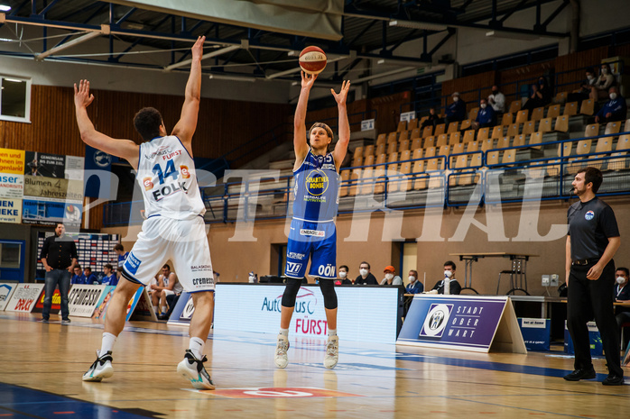 Basketball, bet-at-home Basketball Superliga 2020/21, Platzierungsrunde, 1. Runde, Oberwart Gunners, Gmunden Swans, Daniel Dolenc (15)
