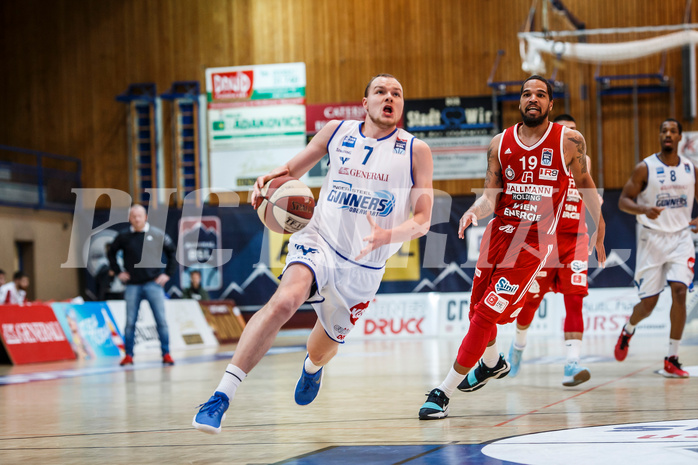 Basketball, Admiral Basketball Superliga 2019/20, Grunddurchgang 14.Runde, Oberwart Gunners, BC Vienna, Sebastian Käferle (7) Basketball, Admiral Basketball Superliga 2019/20, Grunddurchgang 14.Runde, Oberwart Gunners, BC Vienna, Sebastian Käferle (7)