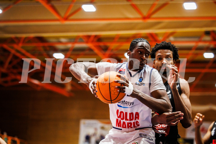 Basketball, win2day Basketball Superliga 2024/25, Grunddurchgang Runde 15, BBC Nord Dragonz, Kapfenberg Bulls, Peter Turay (12)