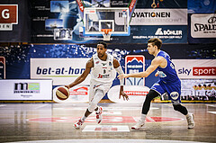 Basketball, bet-at-home Basketball Superliga 2020/21, Platzierungsrunde 9.Runde, Kapfenberg Bulls, Oberwart Gunners, Eric McClellan (8)