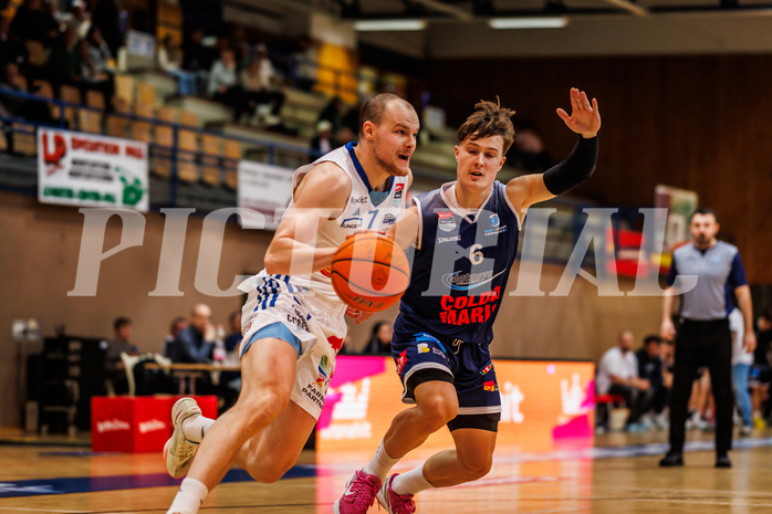 Basketball, win2day Basketball Superliga 2024/25, Grunddurchgang Runde 19, Oberwart Gunners, BBC Nord Dragonz, Sebastian Käferle (7)