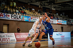 Basketball, bet-at-home Basketball Superliga 2021/22, Grunddurchgang Runde 14, Oberwart Gunners, Vienna D.C. Timberwolves, Sebastian Käferle (7)