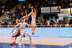 Basketball, Basketball Superliga 2022/23, Viertelfinale Spiel 1, Oberwart Gunners, Klosterneuburg Dukes, Predrag Miletic (8), John Joseph Rauch (11), Jakob Wonisch (17), Brock Gardner (10)