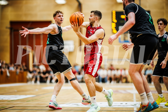 Basketball, Basketball Zweite Liga 2023/24, Playoff, Finale Spiel 1, Mistelbach Mustangs, Union Deutsch Wagram Aligators, Luis Göd (2), Jan Kozina (8)