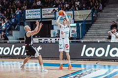 Basketball, Basketball Superliga 2023/24, Grundduchgang Runde 4., Oberwart Gunners, Kapfenberg Bulls, David Voetsch (9), Florian Koeppel (8)