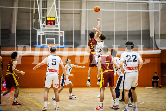 Basketball, Basketball Zweite Liga 2024/25, Grunddurchgang 20.Runde, Vienna Timberwolves, Traiskirchen Lions NexGen, Obinna Ndukwe (2), Ivor Kuresevic (44)