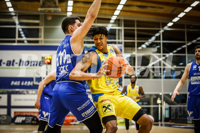 Basketball, bet-at-home Basketball Superliga 2021/22, Platzierungsrunde 9.Runde, SKN St. Pölten Basketball, Oberwart Gunners, Christopher Ferguson (20)