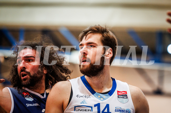 Basketball, win2day Basketball Superliga 2024/25, Grunddurchgang Runde 19, Oberwart Gunners, BBC Nord Dragonz, Daniel Köppel (14)
