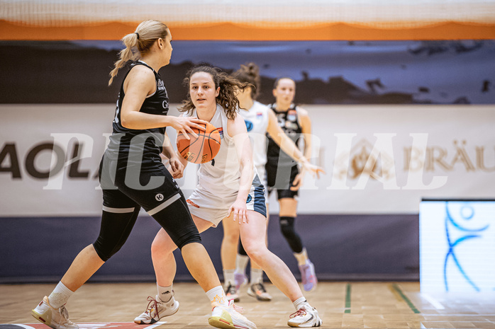 Basketball, Win2Day Basketball Damen Superliga 2022/23, Grunddurchgang 13.Runde, Vienna Timberwolves, Basket Flames, Zlatka Madankova (16), Mira Eulering (7)