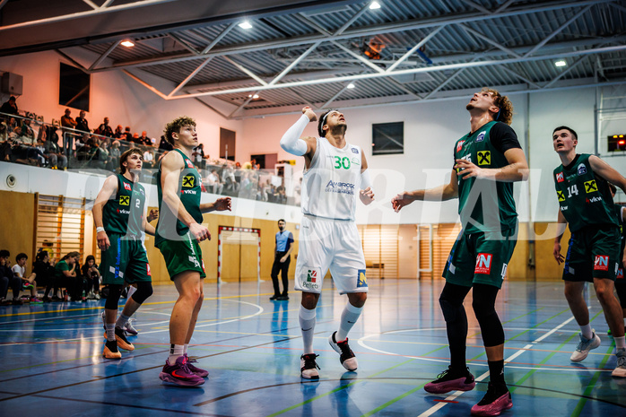Basketball, Basketball Zweite Liga 2024/25, Grunddurchgang 7.Runde, UDW Alligators, Dornbirn Lions, Pauls Miglinieks (2), Laurynas Vitosis (11), Marko Kolaric (30), Berk Mehmed (55), Artur Mauderer (14)