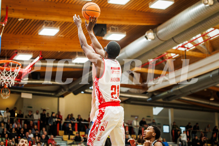 Basketball, win2day Basketball Superliga 2024/25, 8. Platzierungsrunde, Traiskirchen Lions, Flyers Wels, Nelson Haskin (21)