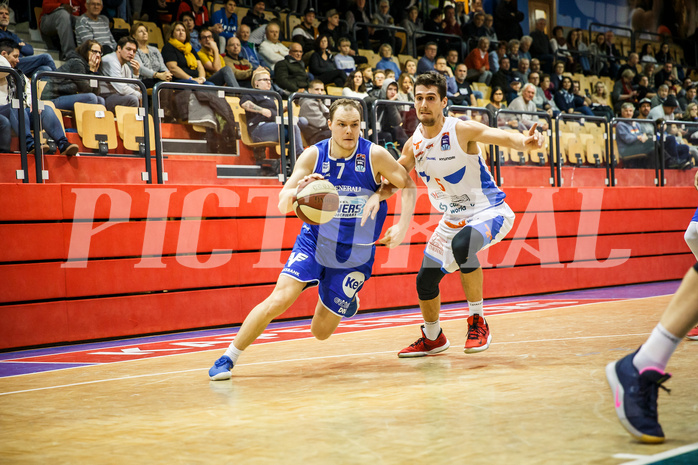 Basketball, Admiral Basketball Superliga 2019/20, Grunddurchgang 10.Runde, Kapfenberg Bulls, Oberwart Gunners, Sebastian Käferle (7) Basketball, Admiral Basketball Superliga 2019/20, Grunddurchgang 10.Runde, Kapfenberg Bulls, Oberwart Gunners, Sebastian Käferle (7)