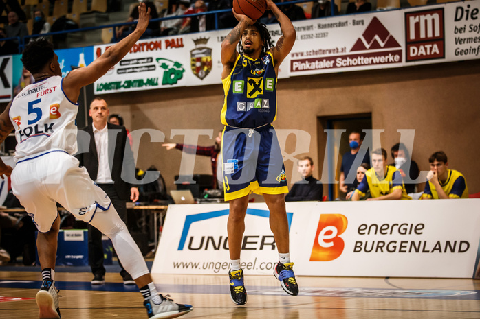 Basketball, bet-at-home Basketball Superliga 2021/22, Grunddurchgang Runde 12, Oberwart Gunners, UBSC Graz, Randy Haynes (3)