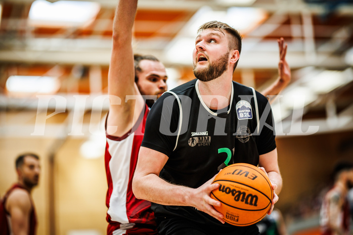 Basketball, Basketball Zweite Liga 2023/24, Playoff, Finale Spiel 1, Mistelbach Mustangs, Union Deutsch Wagram Aligators, Matej Drgon (21)