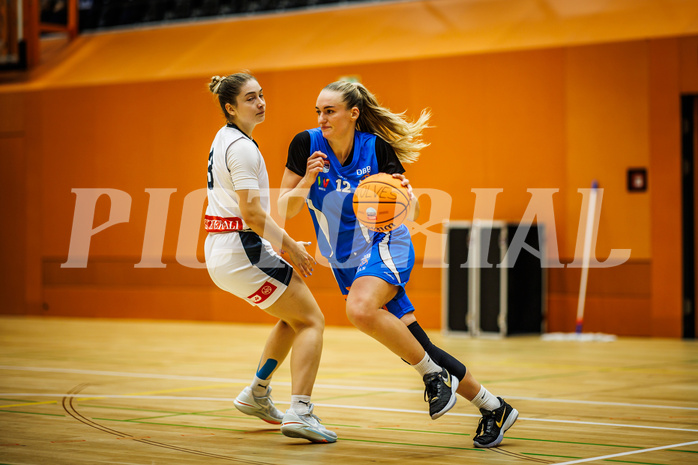 Basketball, Win2Day Basketball Damen Superliga 2023/24, Grunddurchgang 2.Runde, Vienna Timberwolves, DBB LZ OÖ, Sara Solyom (3), Bettina Kunz (12)