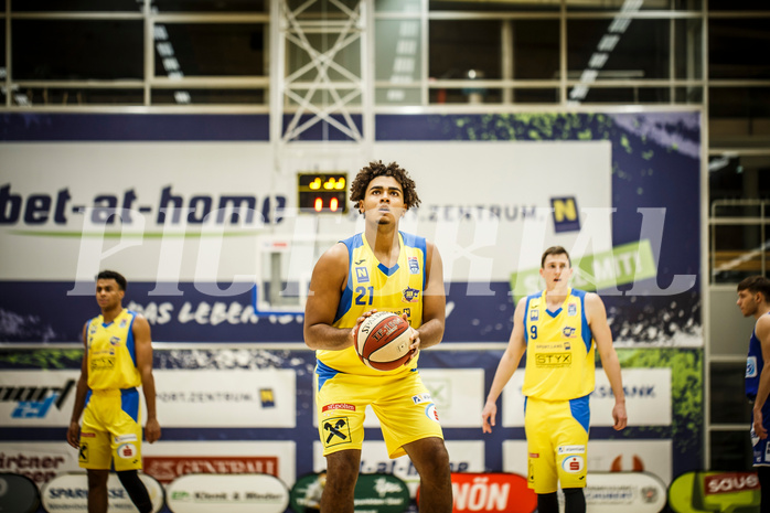 Basketball, bet-at-home Basketball Superliga 2019/20, Grunddurchgang 15.Runde, SKN St. Pölten Basketball, Oberwart Gunners, Rashaan Guylain Mbemba (21)