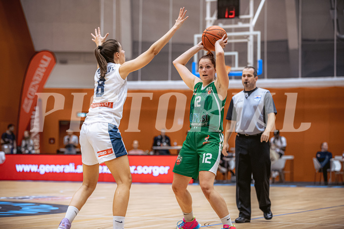 Basketball, Win2Day Basketball Damen Superliga 2022/23, Grunddurchgang 2.Runde, Vienna D.C. Timberwolves, KOS Celovec Damen, Aleksandra Novakovic (8), Patricia Pauer (12)