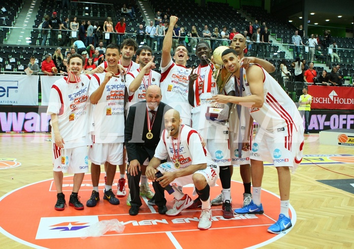 Basketball ABL 2012/13 Snickers-Playoff  Finale 5. Spiel BC Zepter Vienna vs. Redwell Gunners Oberwart, Benedikt Danek (9), Ryan Richards (8), Stjepan Stazic (14), Jean Francois (5), Stefan Cvetinovic (4), Florian Trmal (12) , Devron Kocamis, Shawn R