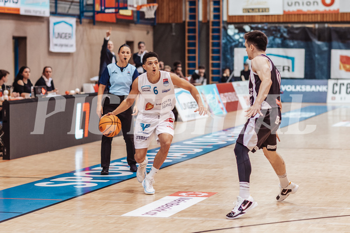 Basketball, Basketball Superliga 2023/24, Grundduchgang Runde 4., Oberwart Gunners, Kapfenberg Bulls, Magdy Aboud-Ahmed(6), Miro Zapf (7)
