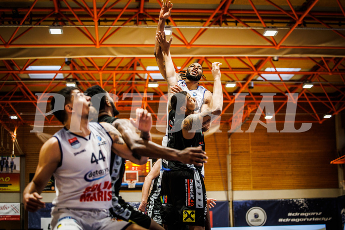 Basketball, win2day Basketball Superliga 2022/23, Grunddurchgang Runde 20, BBC Nord Dragonz, Flyers Wels, Aristide Boya (24)