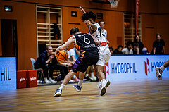 Basketball, Basketball Zweite Liga 2024/25, Grunddurchgang 3.Runde, Vienna Timberwolves, Vienna United, David Wrumnig (6), Dean-Leon Cantor (19)