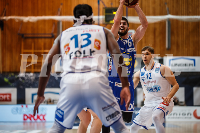 Basketball, bet-at-home Basketball Superliga 2020/21, Grunddurchgang 14. Runde, Oberwart Gunners, Gmunden Swans, Daniel Friedrich (6)