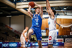 Basketball, bet-at-home Basketball Superliga 2021/22, Grunddurchgang Runde 14, Oberwart Gunners, Vienna D.C. Timberwolves, Jakob Lohr (12)