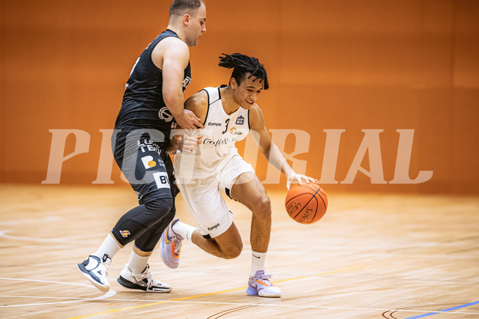 Basketball, Basketball Zweite Liga 2022/23, Grunddurchgang 19.Runde, Basket Flames, Güssing Blackbirds, Yann Grandperret (3)