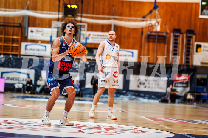 Basketball, win2day Basketball Superliga 2024/25, Grunddurchgang Runde 19, Oberwart Gunners, BBC Nord Dragonz, Lukas Hahn (25)