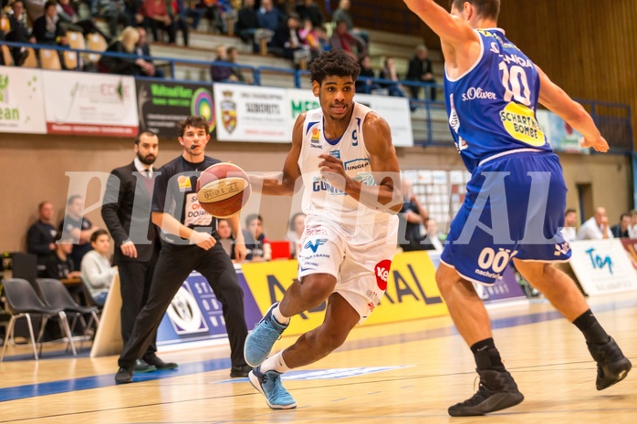 Basketball, ABL 2017/18, Grunddurchgang 13.Runde, Oberwart Gunners, Gmunden Swans, Gregg Denzel (9)