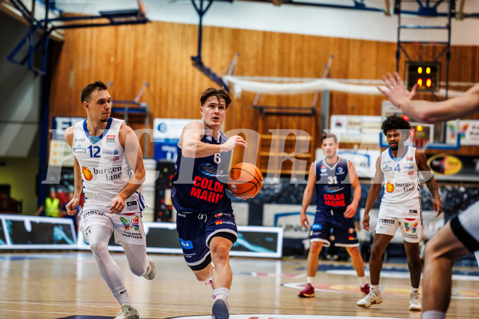 Basketball, win2day Basketball Superliga 2024/25, Grunddurchgang Runde 19, Oberwart Gunners, BBC Nord Dragonz, Valentin Pasterk (6)