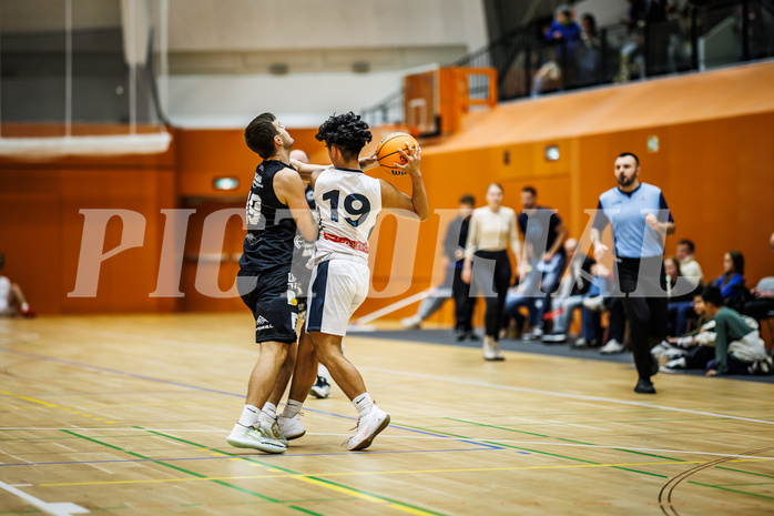 Basketball, Basketball Zweite Liga 2024/25, Grunddurchgang 8.Runde, Vienna Timberwolves, Güssing Blackbirds, Jakob Ernst (19), Dean-Leon Cantor (19)