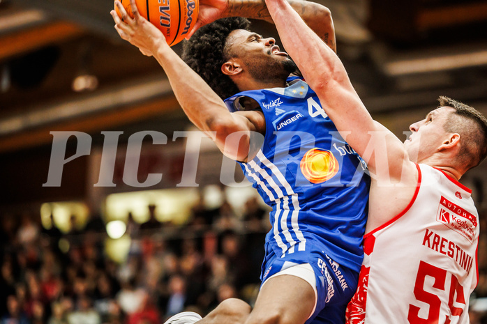 Basketball, Basketball Austria Cup 2024/25, Viertelfinale, Traiskirchen Lions, Oberwart Gunners, Caleb Fields (4)