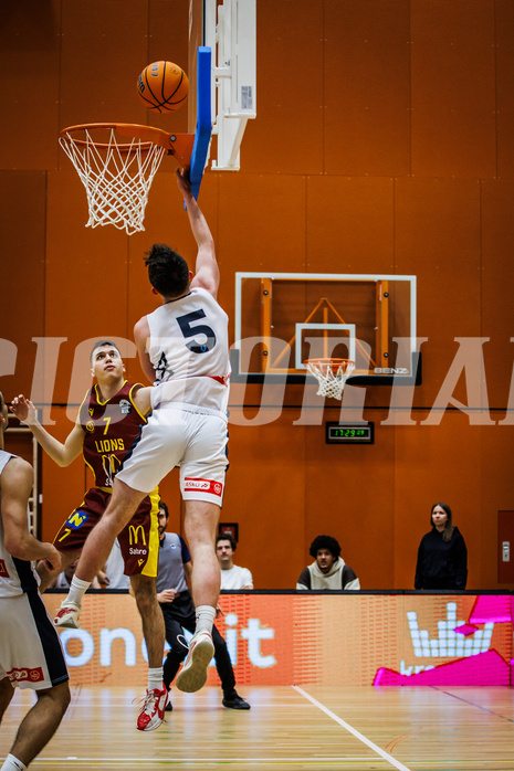 Basketball, Basketball Zweite Liga 2024/25, Grunddurchgang 20.Runde, Vienna Timberwolves, Traiskirchen Lions NexGen, Jakob Konzet (5)