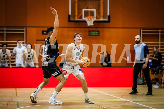 Basketball, Basketball Zweite Liga 2024/25, Grunddurchgang 11.Runde, Vienna Timberwolves, Mattersburg Rocks, Petar Zivkovic (8), Valentin Siegmund (0)