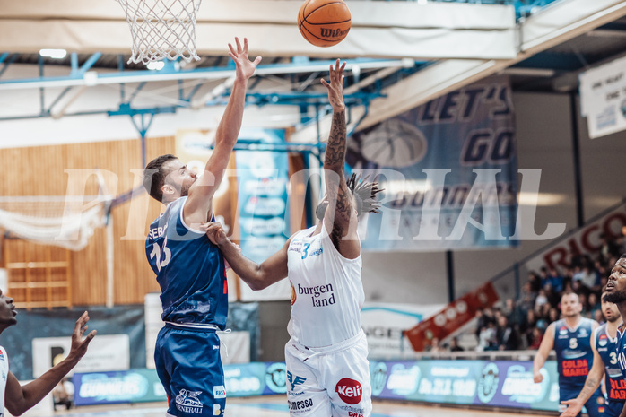Basketball, Basketball Superliga 2023/24 , Qualifikationsrunde 4, Oberwart Gunners, BBC Nord Dragonz, Tino Sebalj (13), Kris Monroe (13)