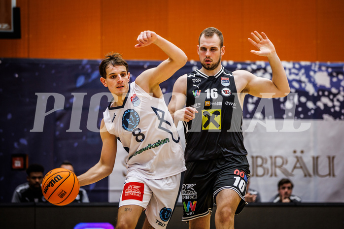 Basketball, Basketball Austria Cup 2023/24, Achtelfinale Spiel 2, Vienna Timberwolves, Flyers Wels, Elias Wlasak (8), Renato Poljak (16)