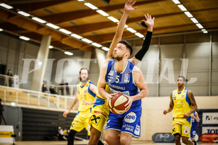 Basketball, bet-at-home Basketball Superliga 2019/20, Viertelfinale 2. Spiel, SKN St. Pölten Basketball, Oberwart Gunners, Ignas Fiodorovas (5)