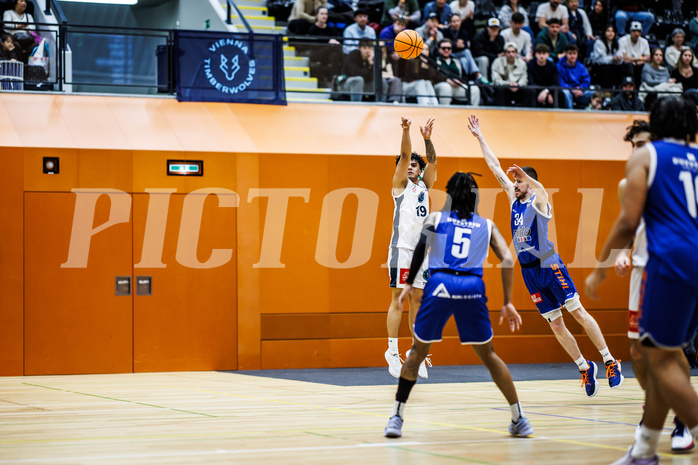 Basketball, Basketball Zweite Liga 2024/25, Grunddurchgang 21.Runde, Vienna Timberwolves, Kufstein Towers, Dean-Leon Cantor (19) Basketball, Basketball Zweite Liga 2024/25, Grunddurchgang 21.Runde, Vienna Timberwolves, Kufstein Towers, Dean-Leon Cantor (19)