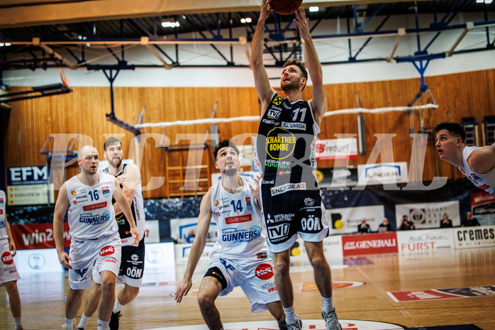 Basketball, Basketball Austria Cup 2022/23, Halbfinale 1, Oberwart Gunners, Gmunden Swans, Lukas Schartmüller (11)